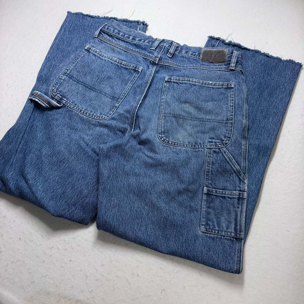 Vintage Unionbay Y2K Baggy Carpenter Jeans Raw Hem Blue Size 32x34